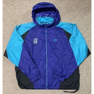 Vintage 90s Men's XL Nike Swoosh Colorblock Full Zip NCAA Windbreaker Jacket